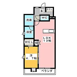 Ｍａｋｉｋｉ　ｇａｒｄｅｎ　ｐｌａｃｅ 13階1LDKの間取り