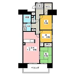 アーバンドエル庄内通 9階3LDKの間取り