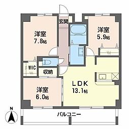 リンカンズ・ベール 2階3LDKの間取り