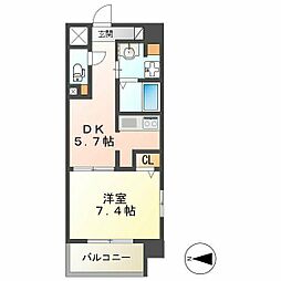 リバージュ 8階1DKの間取り