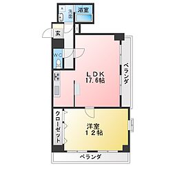 リバティ名駅 1LDKの間取図画像