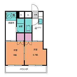 第二・コーポ染 2Kの間取図画像