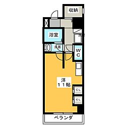 CROESUSRESIDENCE枇杷島 ワンルームの間取図画像