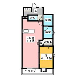 マキキガーデンプレイス 1LDKの間取図画像