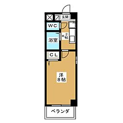 アベニール 1Kの間取図画像