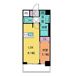 ファステート名古屋駅前ドリーム 1LDKの間取図画像
