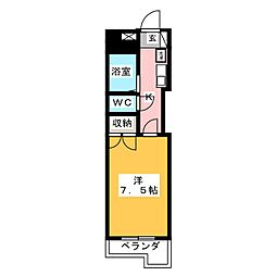 ラ.ネージュ2 1Kの間取図画像