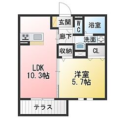 仮)ユアメゾン花の木 1LDKの間取図画像