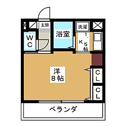 Apt.浄心 1Kの間取図画像