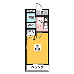 サンシティー鈴和2 1Kの間取図画像