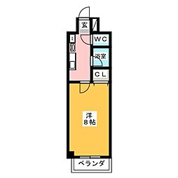 シャルム稲塚 1Kの間取図画像