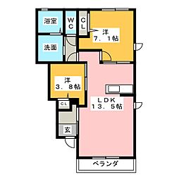 エスポワール 2LDKの間取図画像