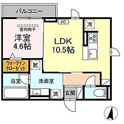 エクラノーブル 1LDKの間取図画像