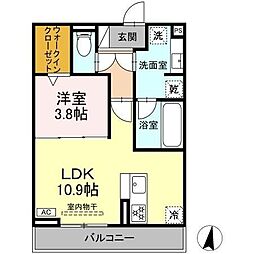 エクラノーブル 1LDKの間取図画像
