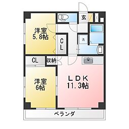 サウステラス 2LDKの間取図画像