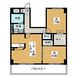 リンカンズ・ベール 2LDKの間取図画像