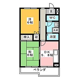 ウエストサイド 2DKの間取図画像