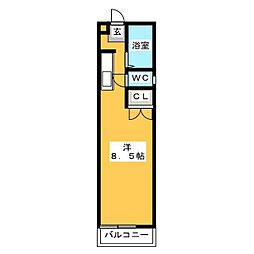 花の木ハウス 1Kの間取図画像