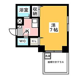 エントリーミツワ 1Kの間取図画像