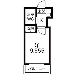 アビタシオン庄内通 1Kの間取図画像