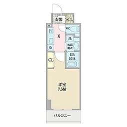 プレイズシード浅間町 1Kの間取図画像