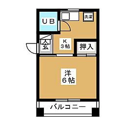 木野ビル 1Kの間取図画像