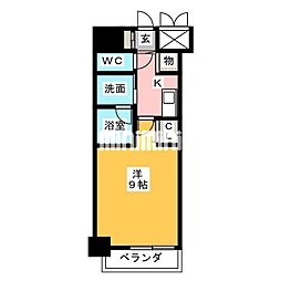 スリーアイランドタワー名駅北 1Kの間取図画像