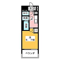 メインステージ名古屋ノースマーク 1Kの間取図画像