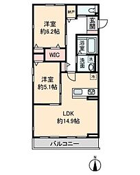 HEIM MAISON 庄内通駅東 C棟 2LDKの間取図画像