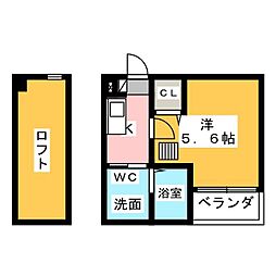 カーサベル稲生 1Kの間取図画像