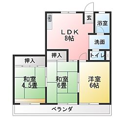 ハイツニューキャッスル 3LDKの間取図画像