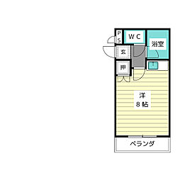 Ｍクワトロ 1階ワンルームの間取り