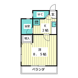 クリーンヒルズ 1Kの間取図画像