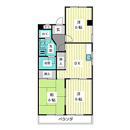 アラカワビル 3DKの間取図画像