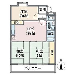 メルローズ二号館 3LDKの間取図画像
