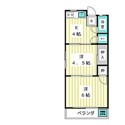 植園レジデンス 2Kの間取図画像