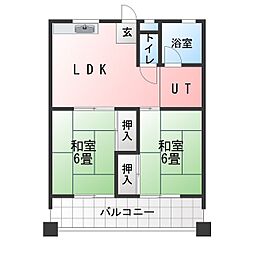 コーポ香流橋 3DKの間取図画像