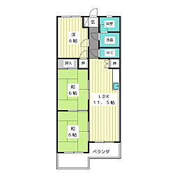 第3名正ハイツB棟 3LDKの間取図画像