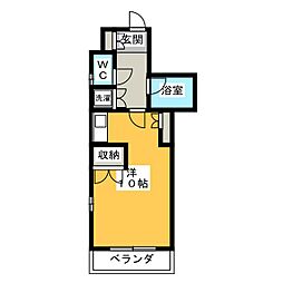 ハイネス本山 3階ワンルームの間取り