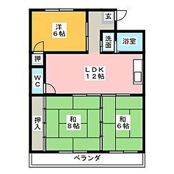 宝が丘センターハウス 3LDKの間取図画像