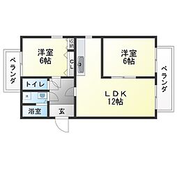 ガーデン香流ビル 2LDKの間取図画像