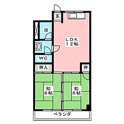 葛岡マンション 2LDKの間取図画像