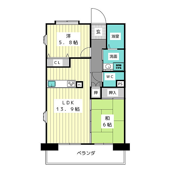 アーバンラフレ虹ヶ丘中3号棟 ｜愛知県名古屋市名東区代万町３丁目(賃貸マンション2LDK・6階・62.44㎡)の写真 その2