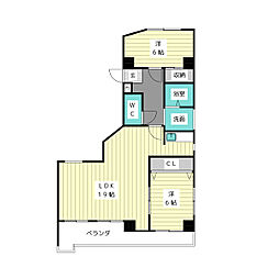 牧の原ハイツ 2LDKの間取図画像