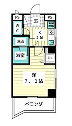 ヨシキビル 1Kの間取図画像