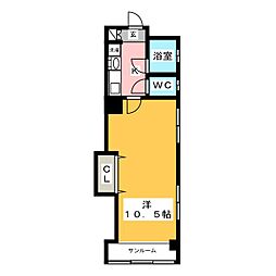 東山パークビル 1Kの間取図画像