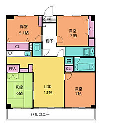 グランドハイリス本山 4LDKの間取図画像