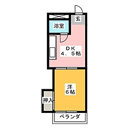 第2一社ビル 1DKの間取図画像