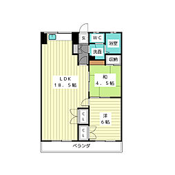 プリミエール平和ヶ丘 4階2LDKの間取り