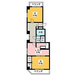 レインボー千代田橋 8階2LDKの間取り